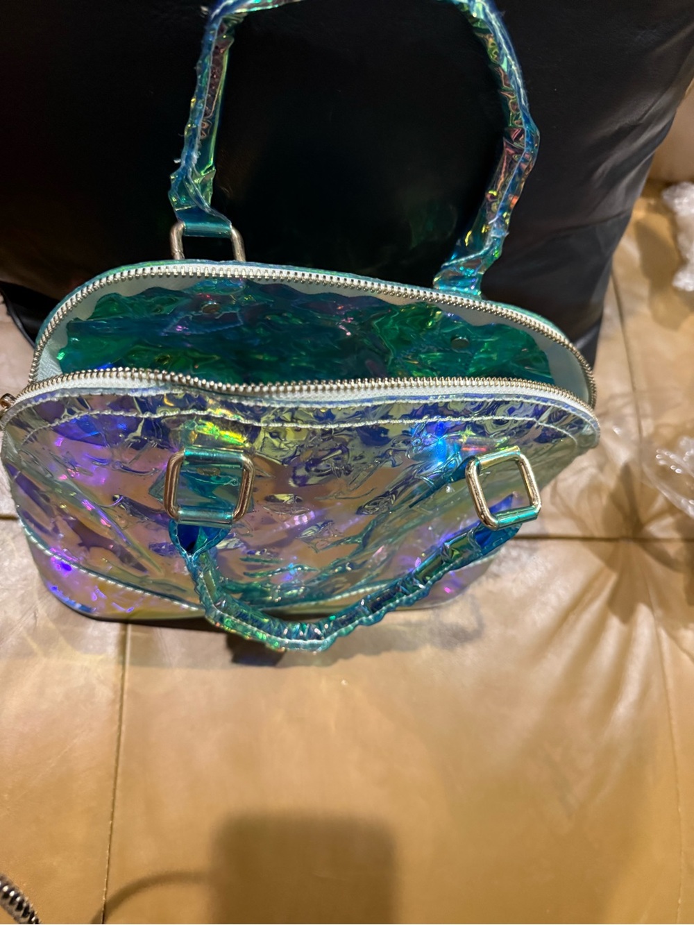 Iridescent Holographic Dome Satchel - Multicolor - Picture 3 of 6
